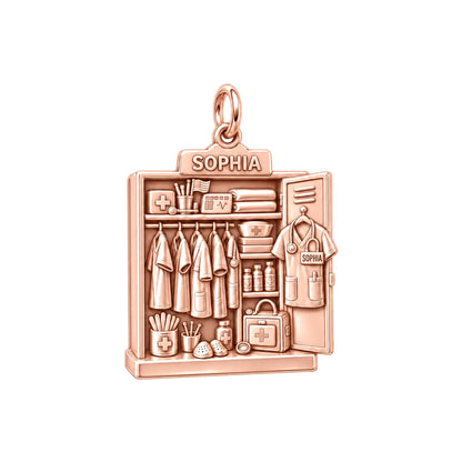 Nurse's Station Locker Charm Bracelet – Personalized Nurse Gift – rose gold charm, front view