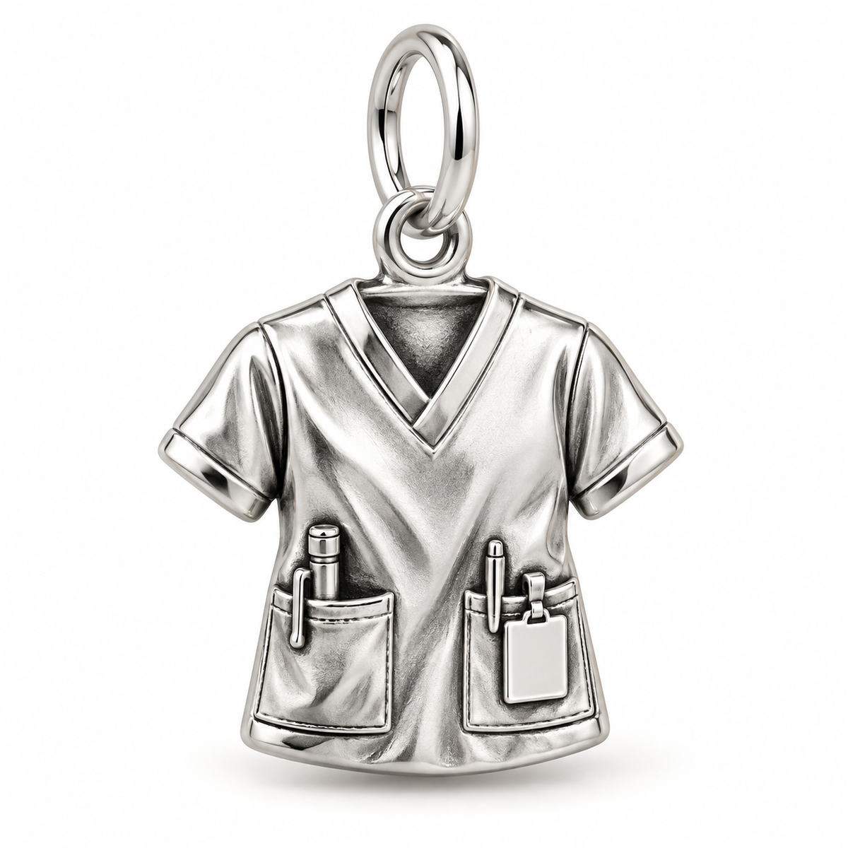 Nurse Scrub Top Dangle Charm polished silver concept
