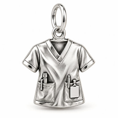 Nurse Scrub Top Dangle Charm polished silver concept