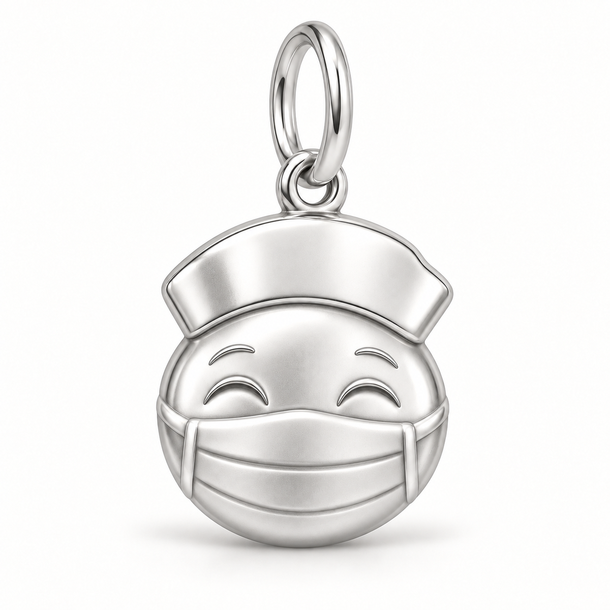 Nurse Smiling Mask Dangle Charm polished silver concept