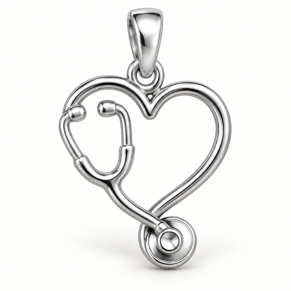 Nurse Stethoscope Heart Charm polished silver concept