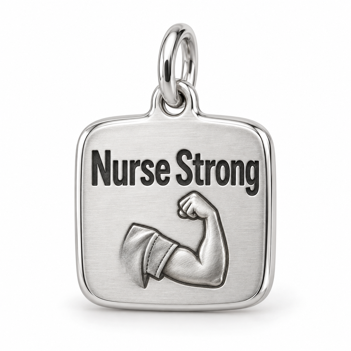 Nurse Strong Engraved Charm polished silver concept