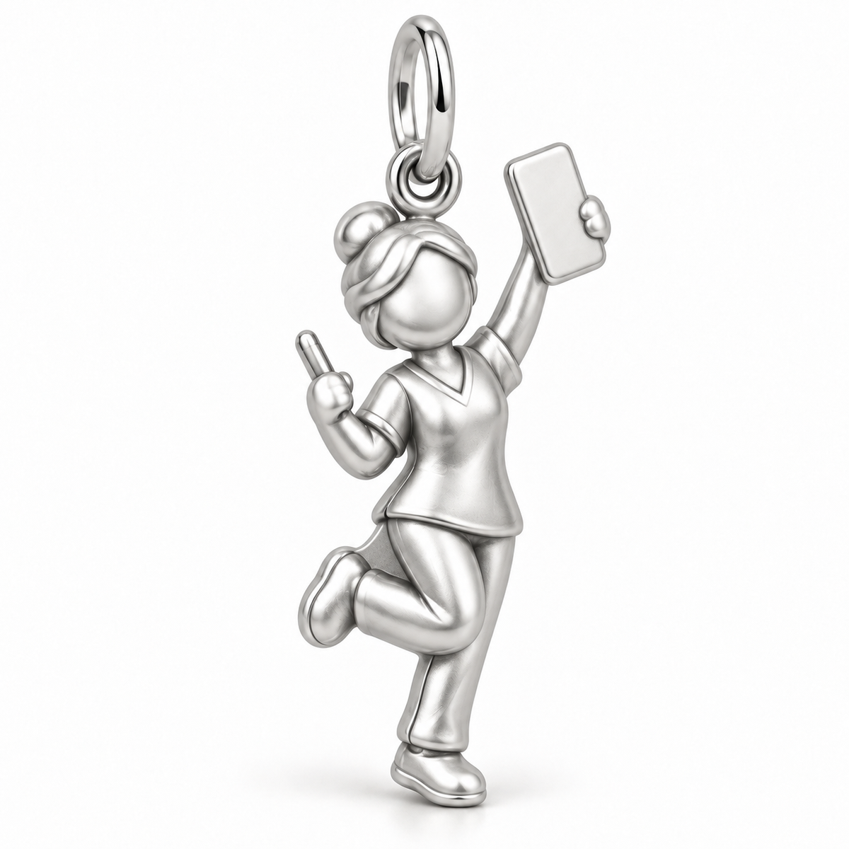Nurse Victory Dance Dangle Charm polished silver concept