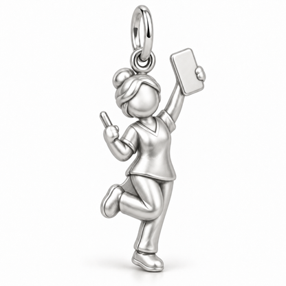 Nurse Victory Dance Dangle Charm polished silver concept