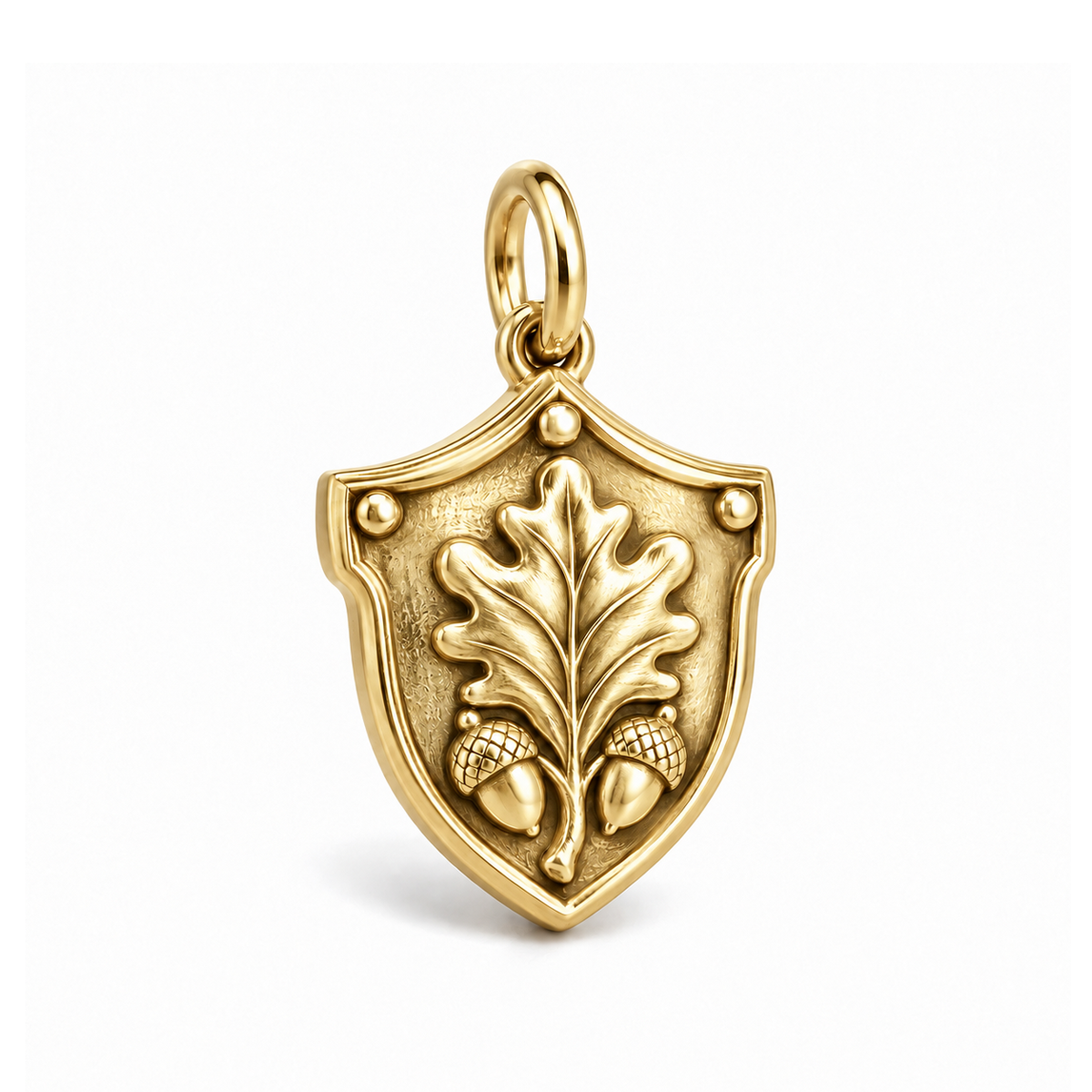 Oak Shield Charm — Gold | charm-topics-remaining-444-2026-09-14 | topic-013