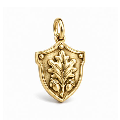 Oak Shield Charm — Gold | charm-topics-remaining-444-2026-09-14 | topic-013