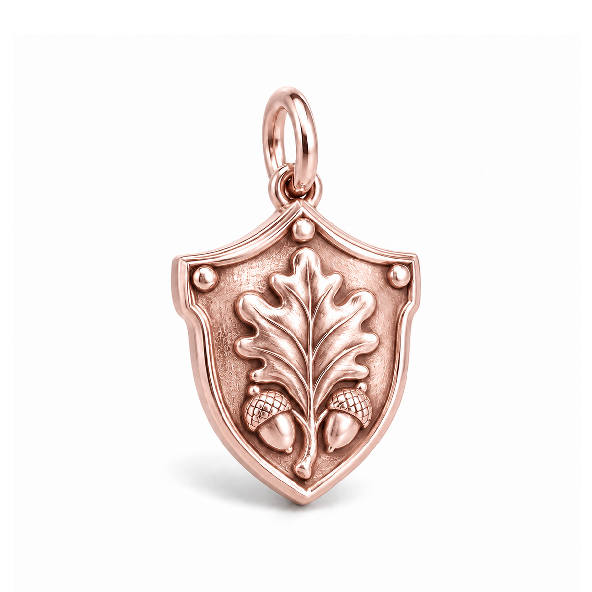 Oak Shield Charm — Rose Gold | charm-topics-remaining-444-2026-09-14 | topic-013