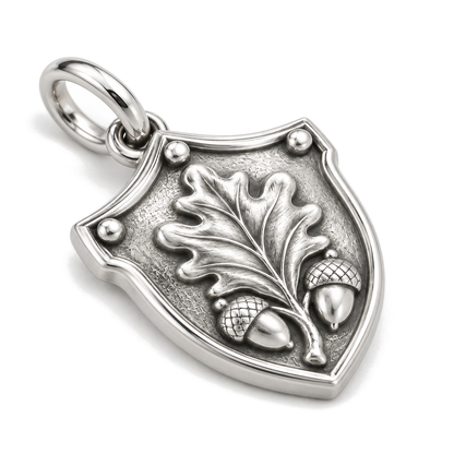 Oak Shield Charm — Silver Super Macro | charm-topics-remaining-444-2026-09-14 | topic-013