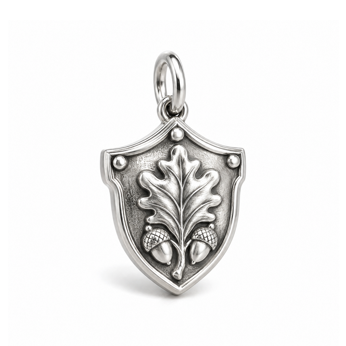 Oak Shield Charm — Silver | charm-topics-remaining-444-2026-09-14 | topic-013