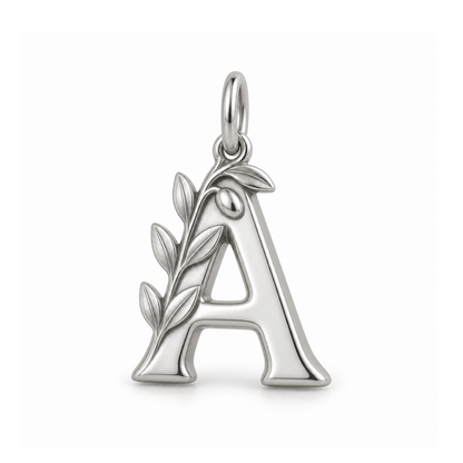 Olive Branch Letter A Charm — Silver | charm-topics-remaining-444-2026-09-14 | topic-332