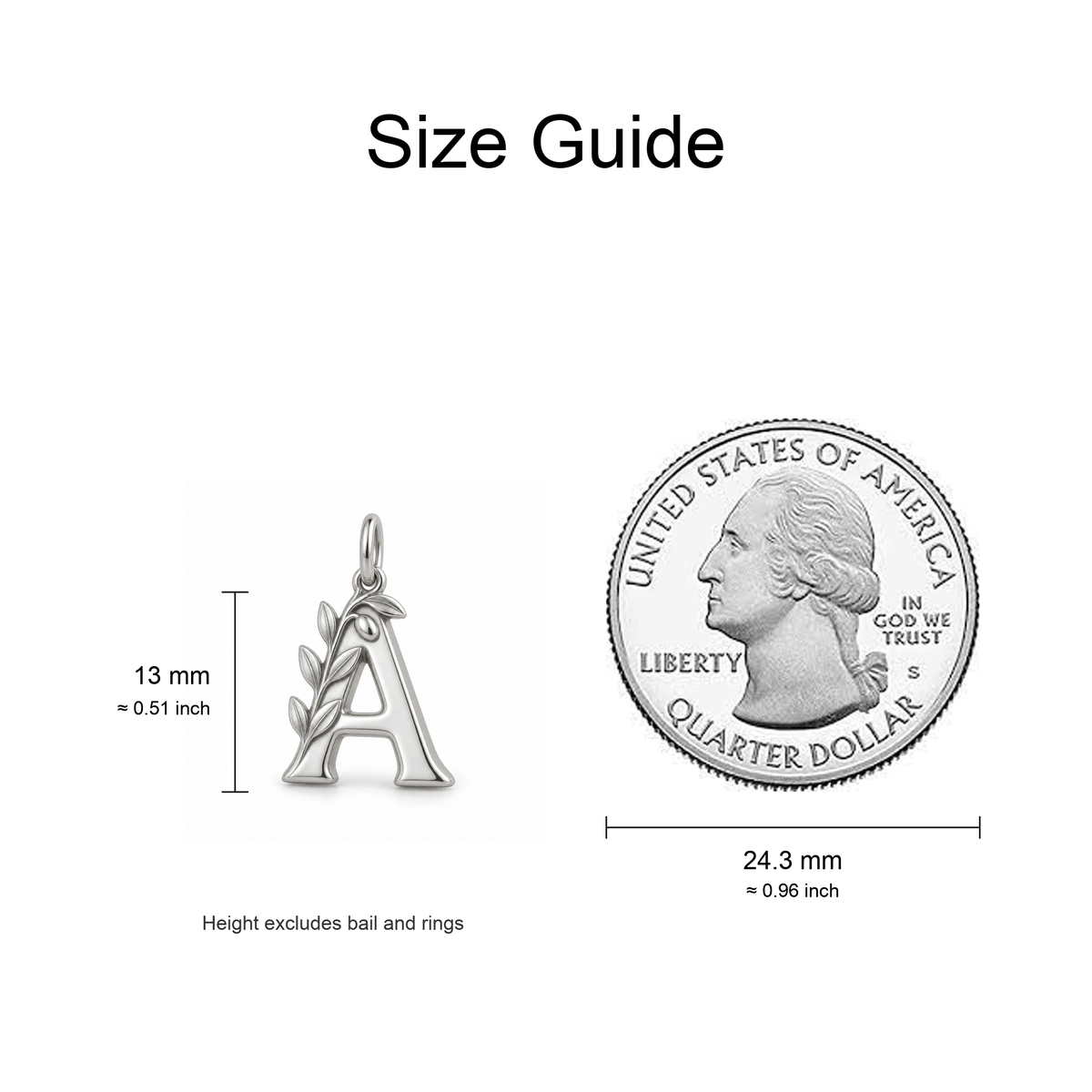Olive Branch Letter A Charm — Size Guide | charm-topics-remaining-444-2026-09-14 | topic-332