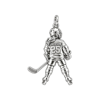 On The Ice Charm Bracelet – Personalized Hockey Mom Gift – silver charm, front view