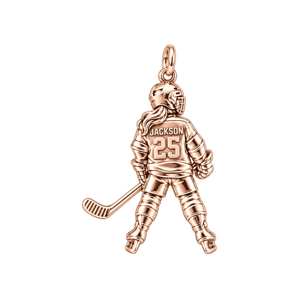 On The Ice Charm Bracelet – Personalized Hockey Mom Gift – rose gold charm, front view