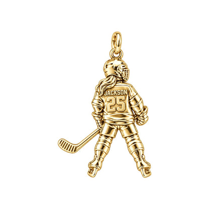 On The Ice Charm Bracelet – Personalized Hockey Mom Gift – 18K gold charm, front view