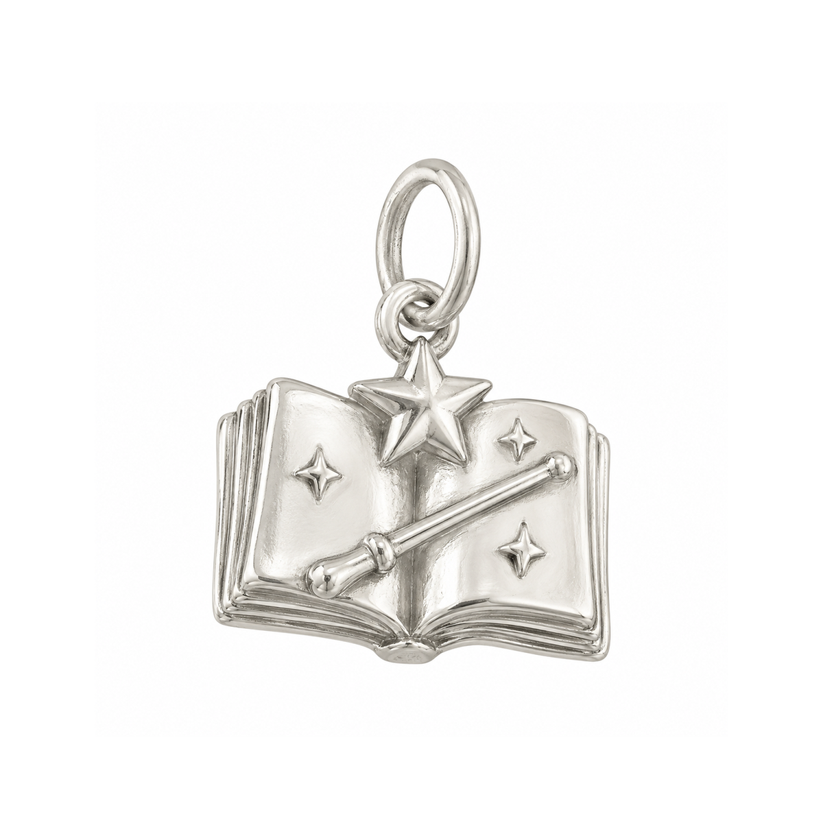 Open Book and Stars Charm — Silver — 50-works-silver-20260916-67