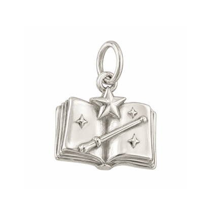 Open Book and Stars Charm — Silver — 50-works-silver-20260916-67