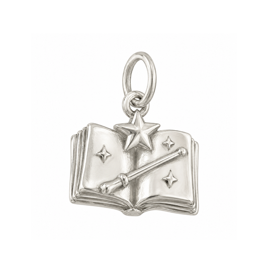 Open Book and Stars Charm — Silver — 50-works-silver-20260916-67