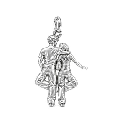 Opposite-Sex Best Friends Silhouette Charm Bracelet – Personalized Bestie Gift – back of the charm, engraving area