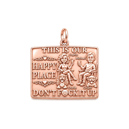 Our Happy Place Charm Bracelet – Personalized Couple Gift – rose gold 3 cm charm, front view