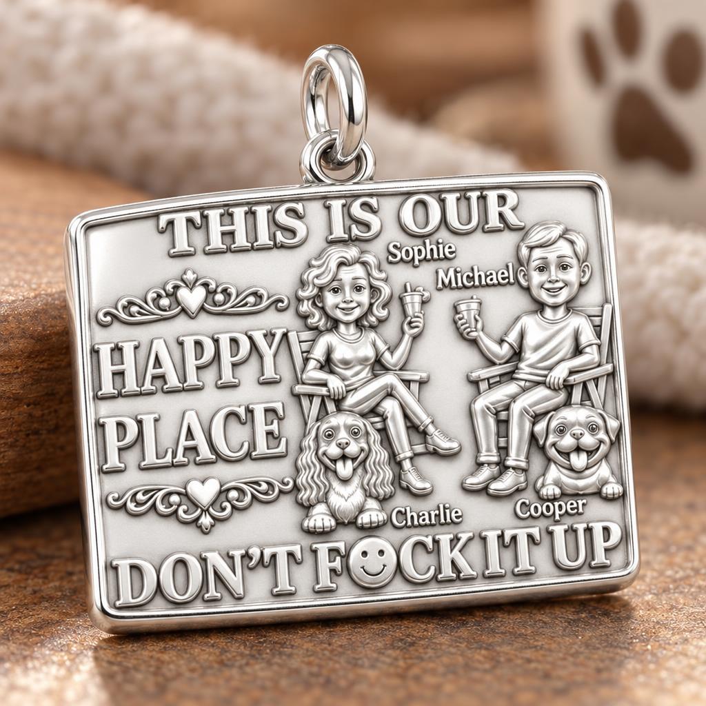 Our Happy Place Charm Bracelet – Personalized Couple Gift – macro detail of the charm
