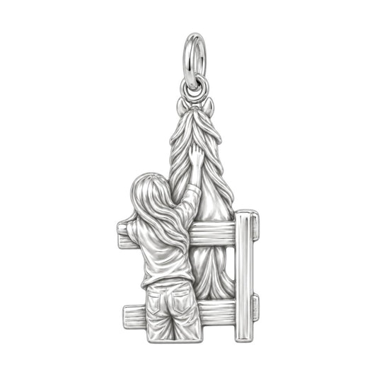 Over the Fence Bond Charm Bracelet – Personalized Horse Lover Gift – back of the charm, engraving area