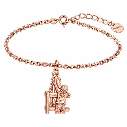 Over the Fence Bond Charm Bracelet Set – rose gold, front view