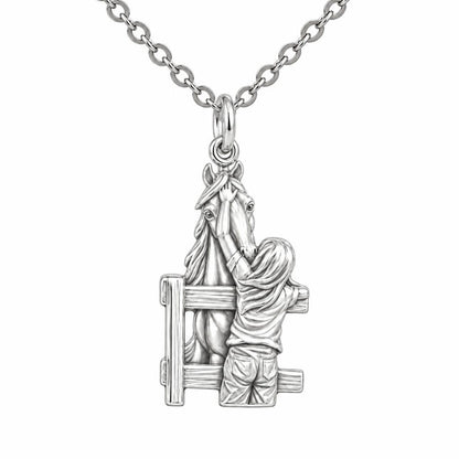 Over the Fence Bond Charm Necklace Set – silver, front view