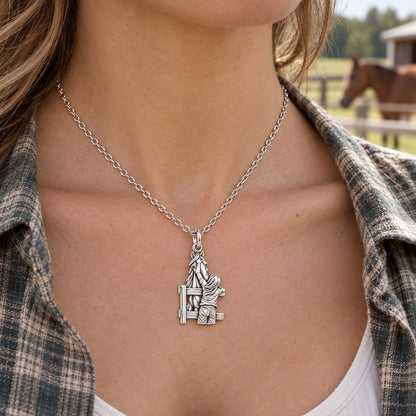 Over the Fence Bond Charm Necklace Set – worn / in use