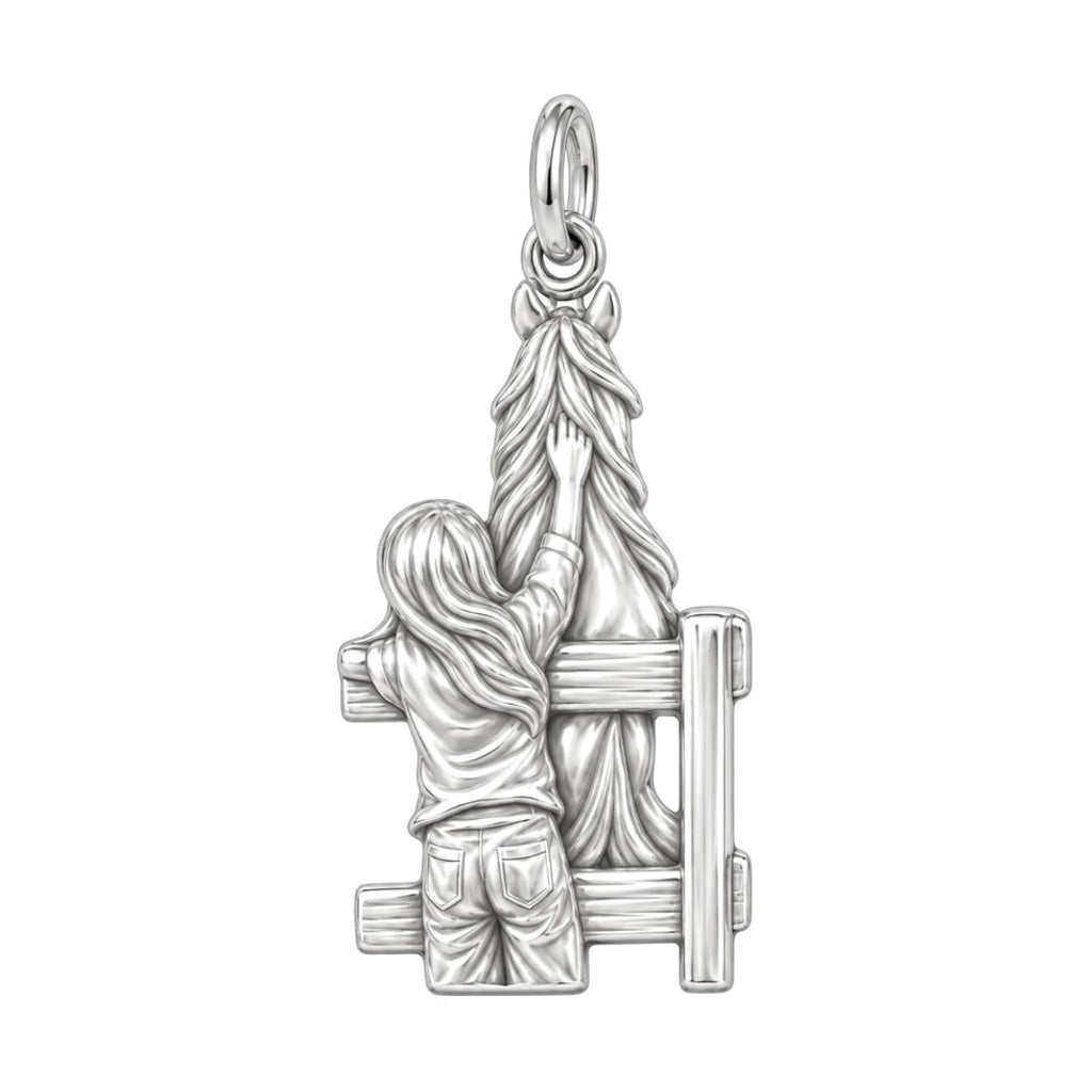Over the Fence Bond Charm Necklace Set – back of the charm, engraving area