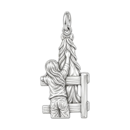 Over the Fence Bond Charm Necklace Set – back of the charm, engraving area