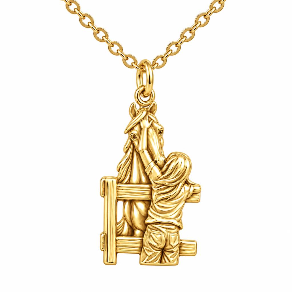 Over the Fence Bond Charm Necklace Set – 18K gold, front view