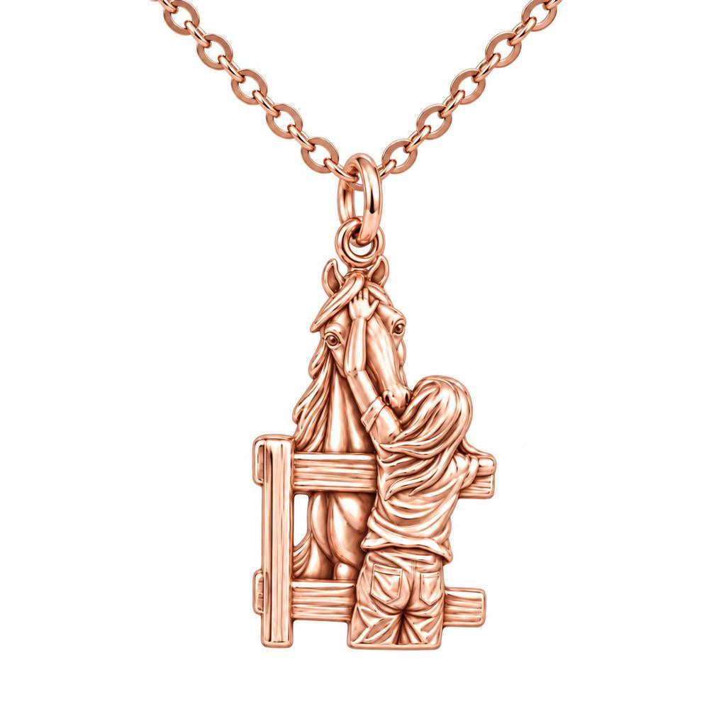 Over the Fence Bond Charm Necklace Set – rose gold, front view