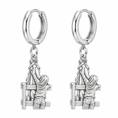 Over the Fence Bond Huggie Charm Earrings – silver, front view