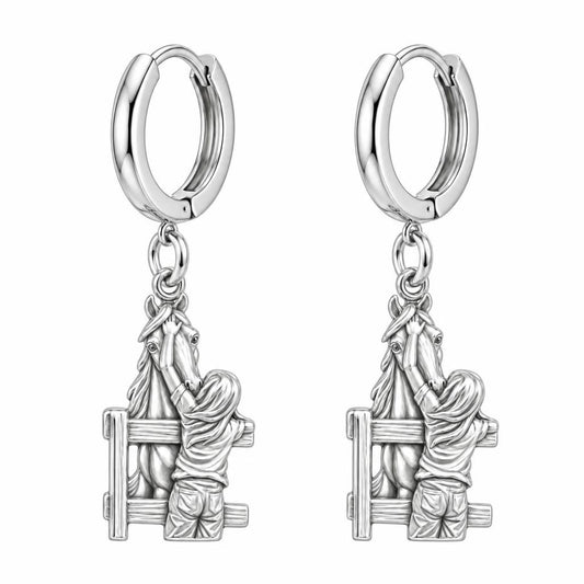 Over the Fence Bond Huggie Charm Earrings – silver, front view
