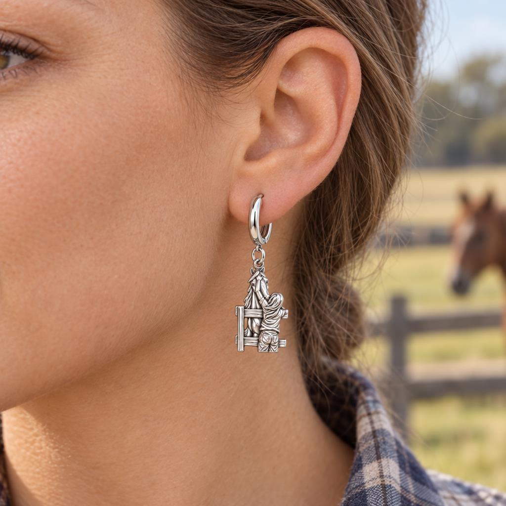 Over the Fence Bond Huggie Charm Earrings – worn / in use