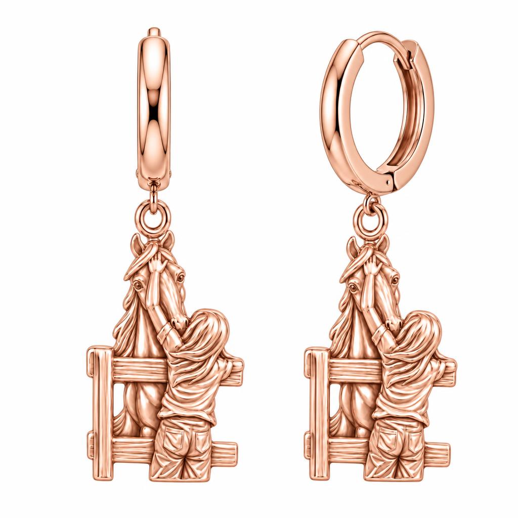 Over the Fence Bond Huggie Charm Earrings – rose gold, front view