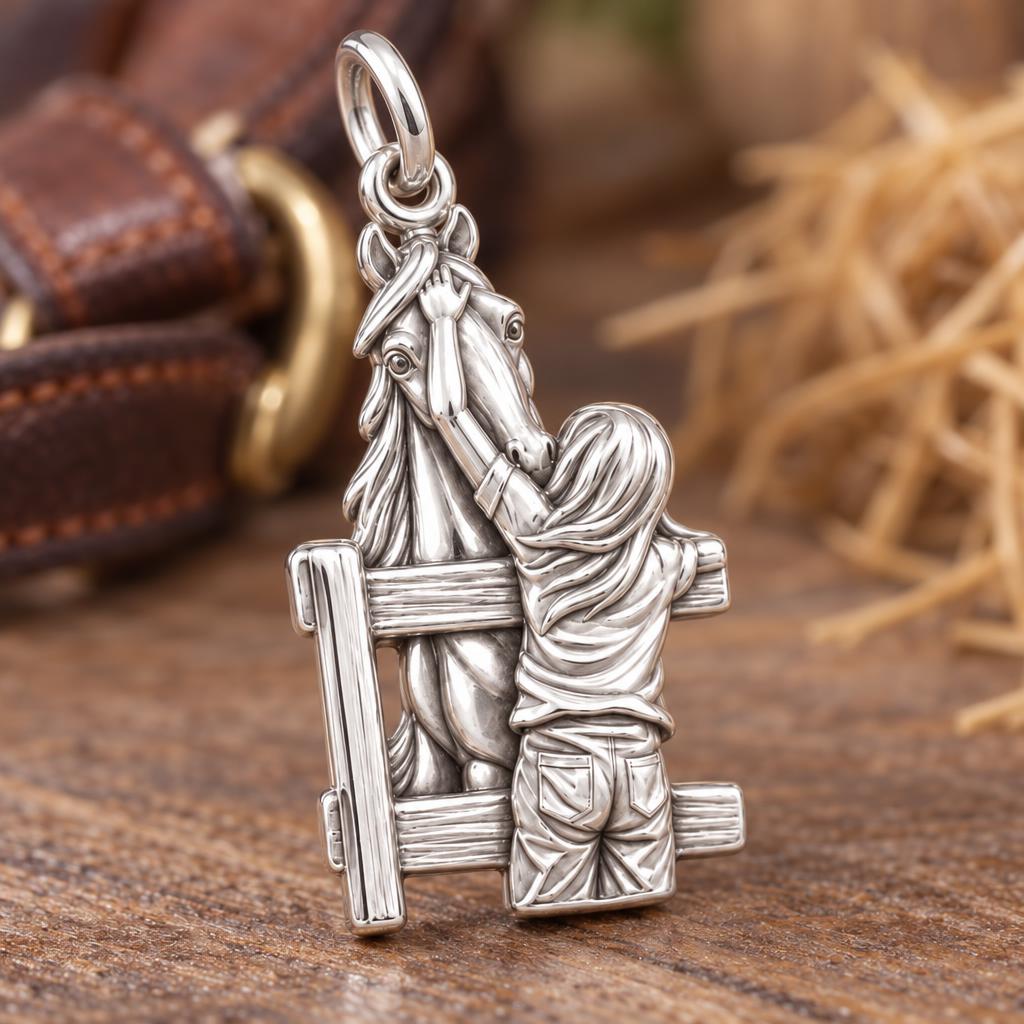 Over the Fence Horse Hug Charm and Polyester Cord Bracelet Set