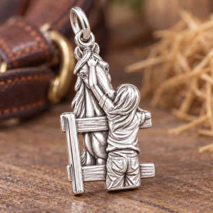 Over the Fence Horse Hug Charm and Polyester Cord Bracelet Set