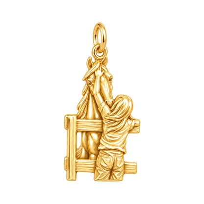 Over the Fence Horse Hug Charm and Polyester Cord Bracelet Set