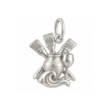 Paintbrush and Ceramic Vase Charm — Silver — 50-works-silver-20260916-204