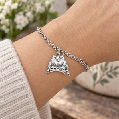 Pair of Cardinals on a Branch Charm Bracelet Set – worn / in use