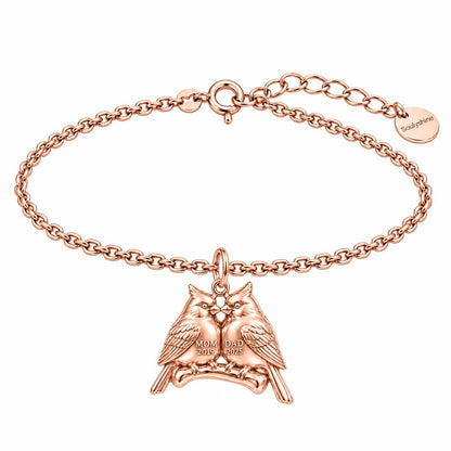 Pair of Cardinals on a Branch Charm Bracelet Set – rose gold, front view