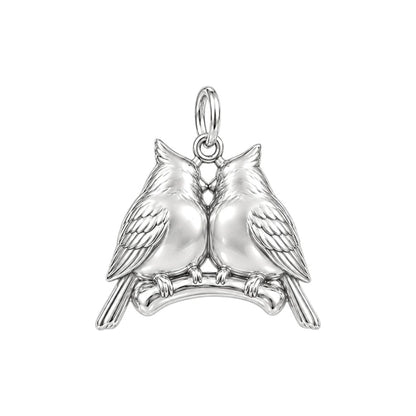 Pair of Cardinals on a Branch Charm Keychain – back of the charm, engraving area