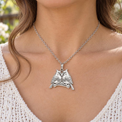 Pair of Cardinals on a Branch Charm Necklace Set – worn / in use