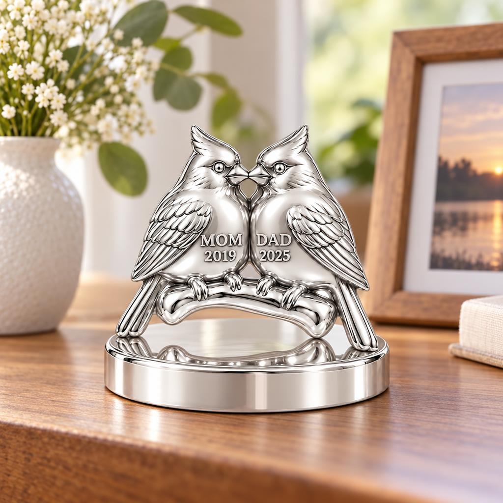 Pair of Cardinals on a Branch Keepsake Plaque – worn / in use
