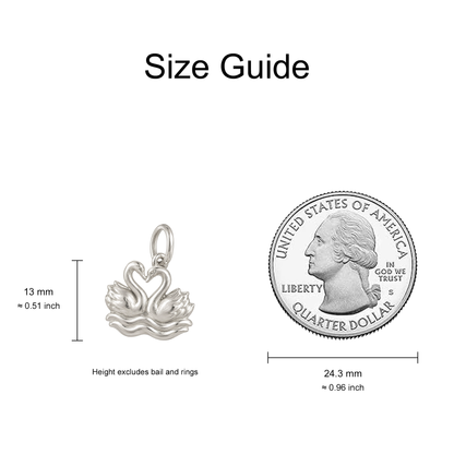 Pair of Swans Charm — Size Guide — 13 mm body excluding bail and rings — 50-works-silver-20260916-92