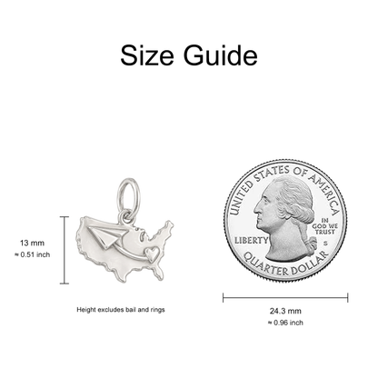 Paper Airplane Across a Map Charm — Size Guide — 13 mm body excluding bail and rings — 50-works-silver-20260916-128