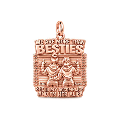 Partners In Crime Charm Bracelet – Personalized Bestie Gift – rose gold 3 cm charm, front view
