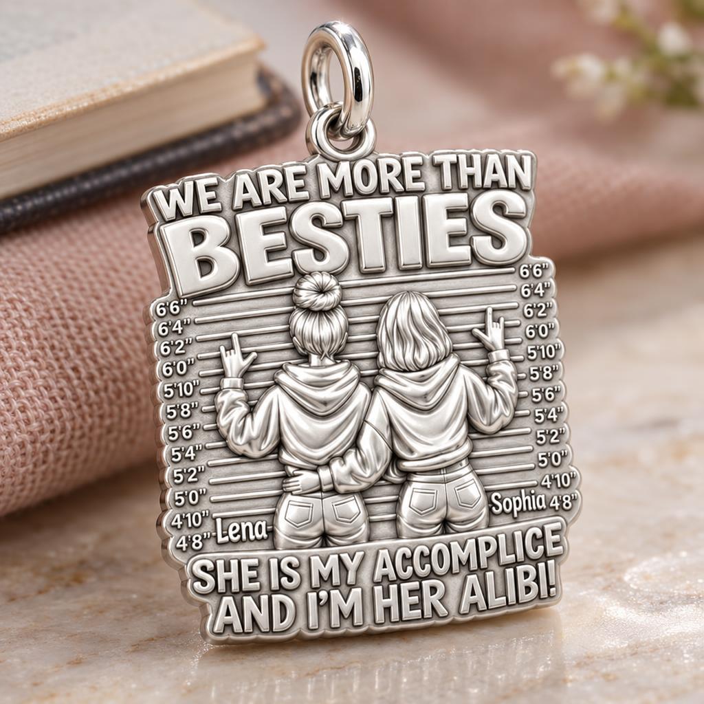 Partners In Crime Charm Bracelet – Personalized Bestie Gift – macro detail of the charm
