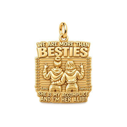 Partners In Crime Charm Bracelet – Personalized Bestie Gift – 18K gold plated 3 cm charm, front view